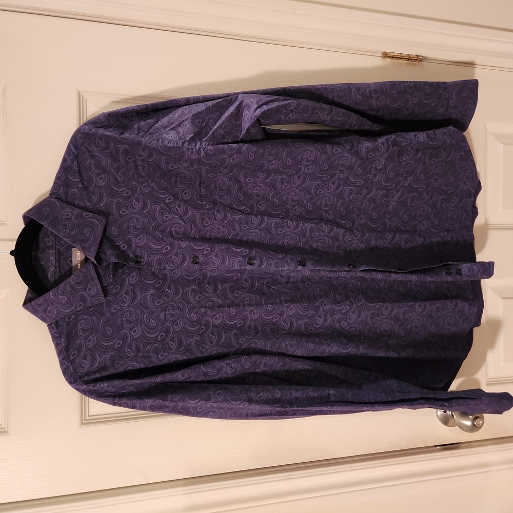 Michael Kors Paisley Blue Dress Shirt Size XL